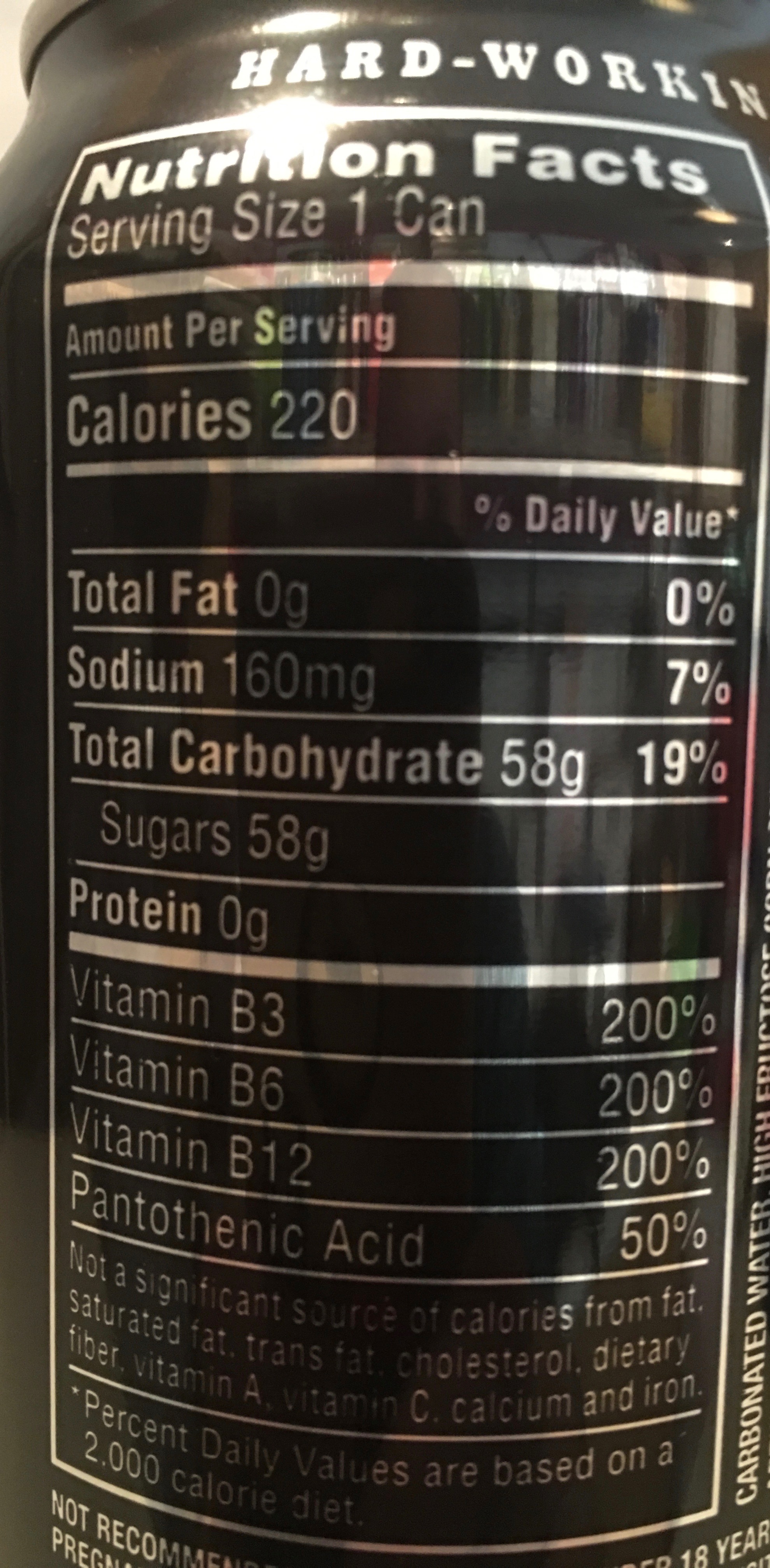 download full throttle energy drink nutrition label